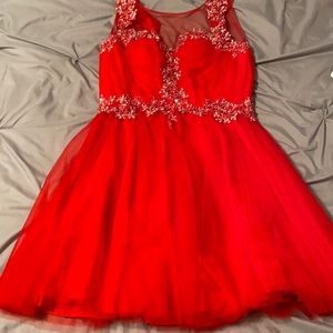 Red beaded Prom Dress